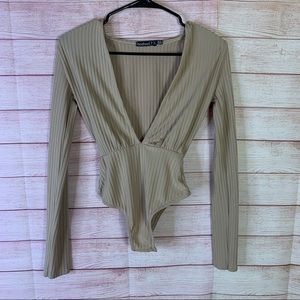 BooHoo Ribbed‎ Bodysuit Size 0
